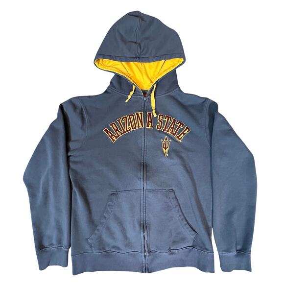 Arizona State Full Zip Hoodie by Cover One Apparel Men's Size M Gray Yellow - Picture 1 of 7